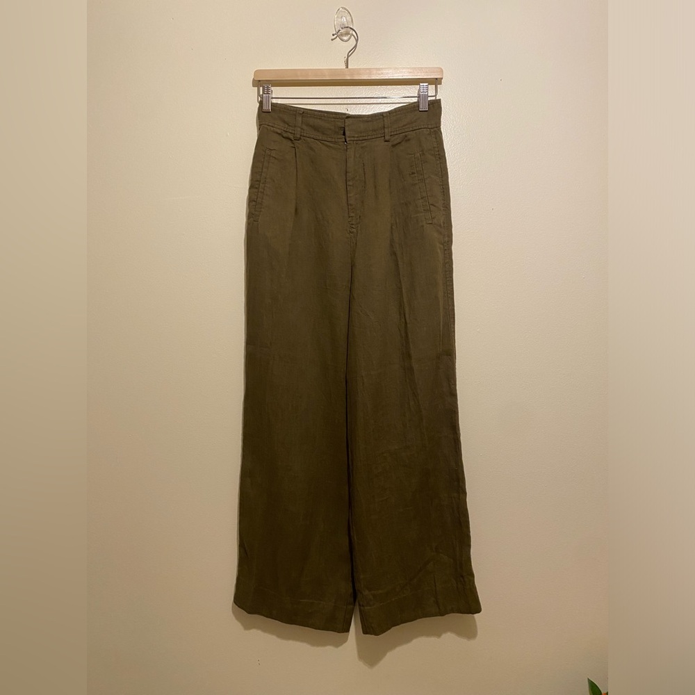 Everlane Olive Green Linen pants . Size 2